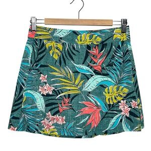 RipSkirt Hawaii Wrap Skirt Womens XS Length 1 Mini Tropical Floral Green Print